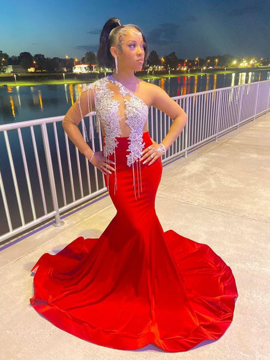 Stunning and Elegant Princess Party Wear Gown Red Prom Dresses