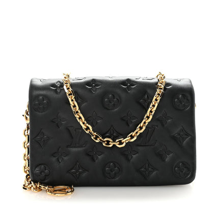Lambskin Embossed Monogram Pochette Coussin Black