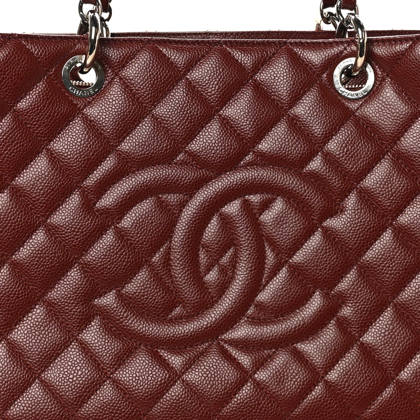 Caviar Quilted XL Grand Shopping Tote GST Dark Burgundy