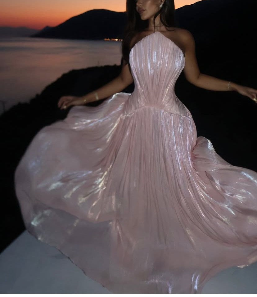 formaldressy--Pink satin long prom dress birthday party dress gh5454