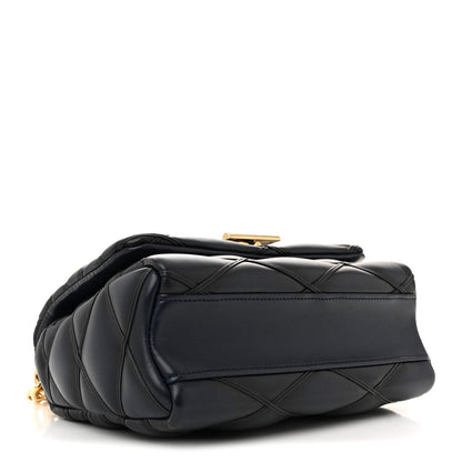 Lambskin Malletage Top Handle GO-14 MM Bleu Marine