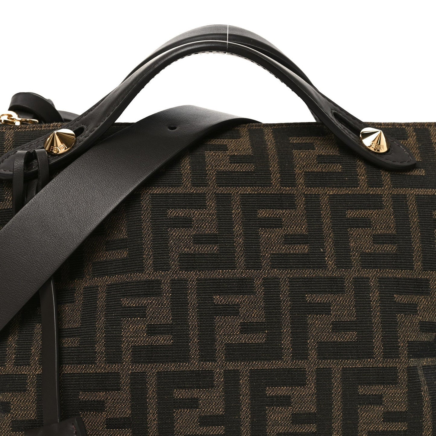 Vitello Grace Jacquard FF Medium By The Way Boston Bag Tobacco Moro Ebano