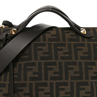 Vitello Grace Jacquard FF Medium By The Way Boston Bag Tobacco Moro Ebano