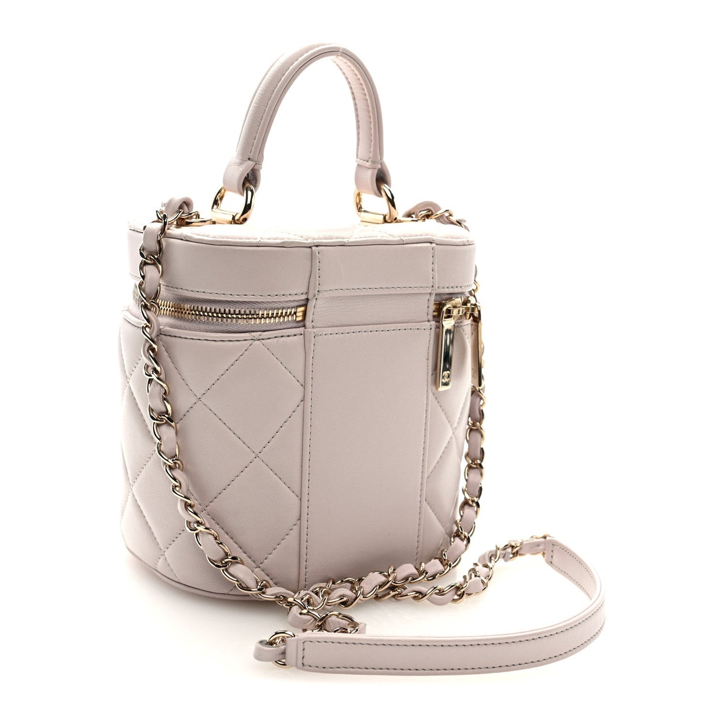 Lambskin Quilted Trendy Vanity Case Lilac
