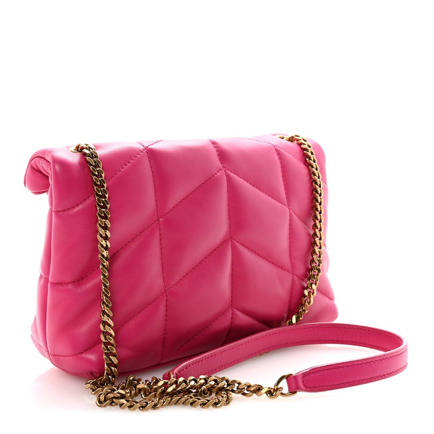Lambskin Quilted Toy Loulou Puffer Monogram Chain Satchel Bubblegum