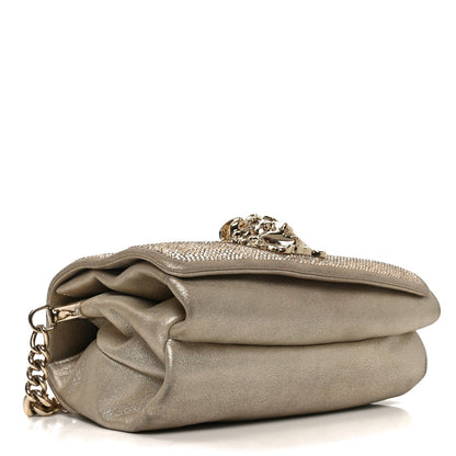 Suede Crystal Medusa Sultan Evening Bag Gold