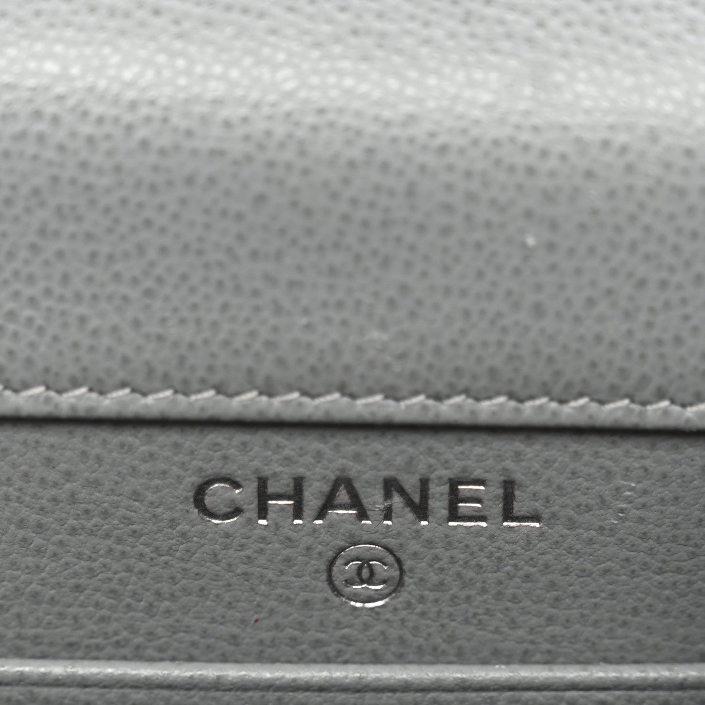 Grained Calfskin Quilted CC Box Clutch With Chain Grey