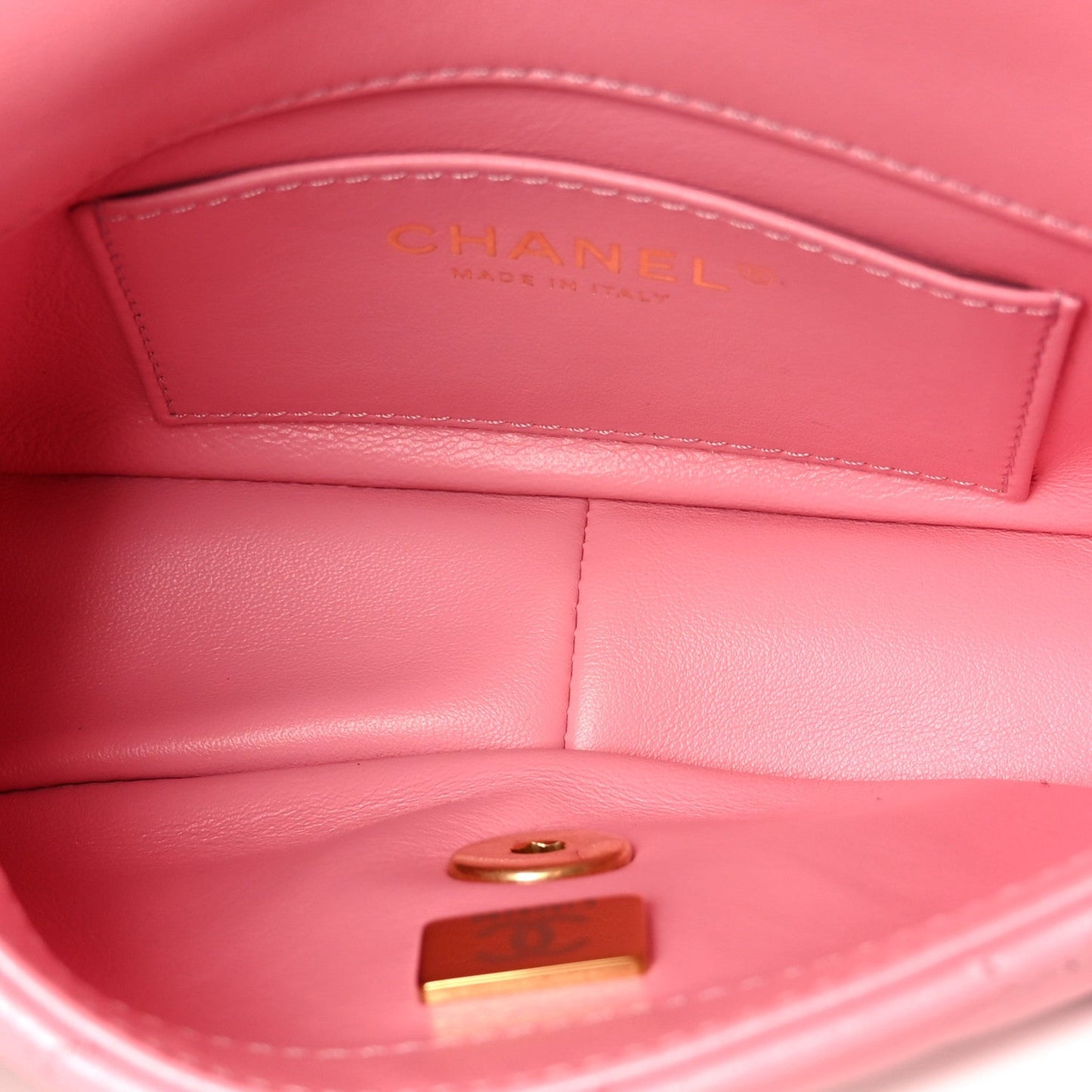 Lambskin Wenge Quilted Mini Fashion Wood Square Flap Pink