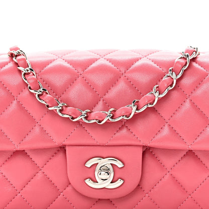 Lambskin Quilted Mini Rectangular Flap Pink
