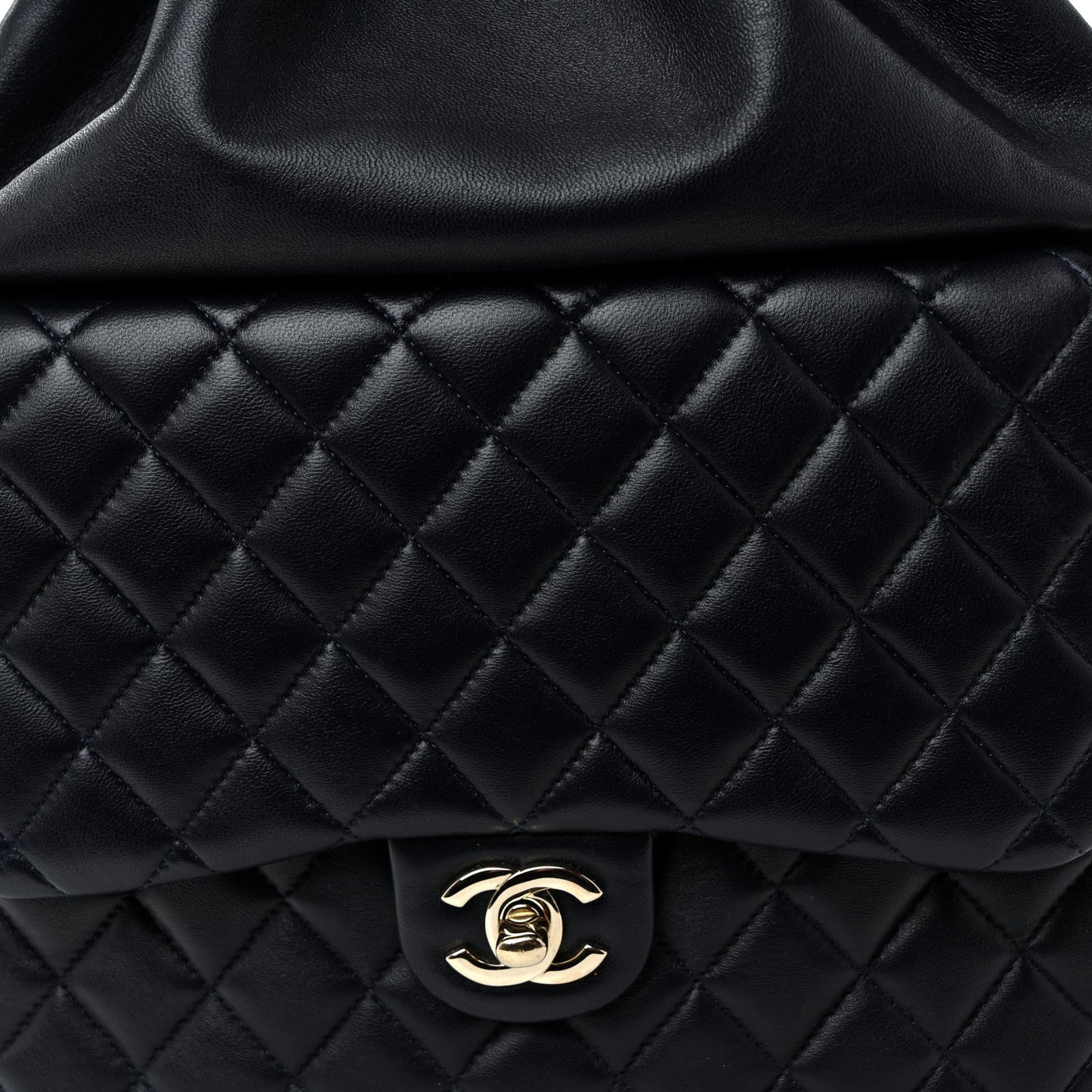Lambskin Quilted Large In Seoul Backpack Navy