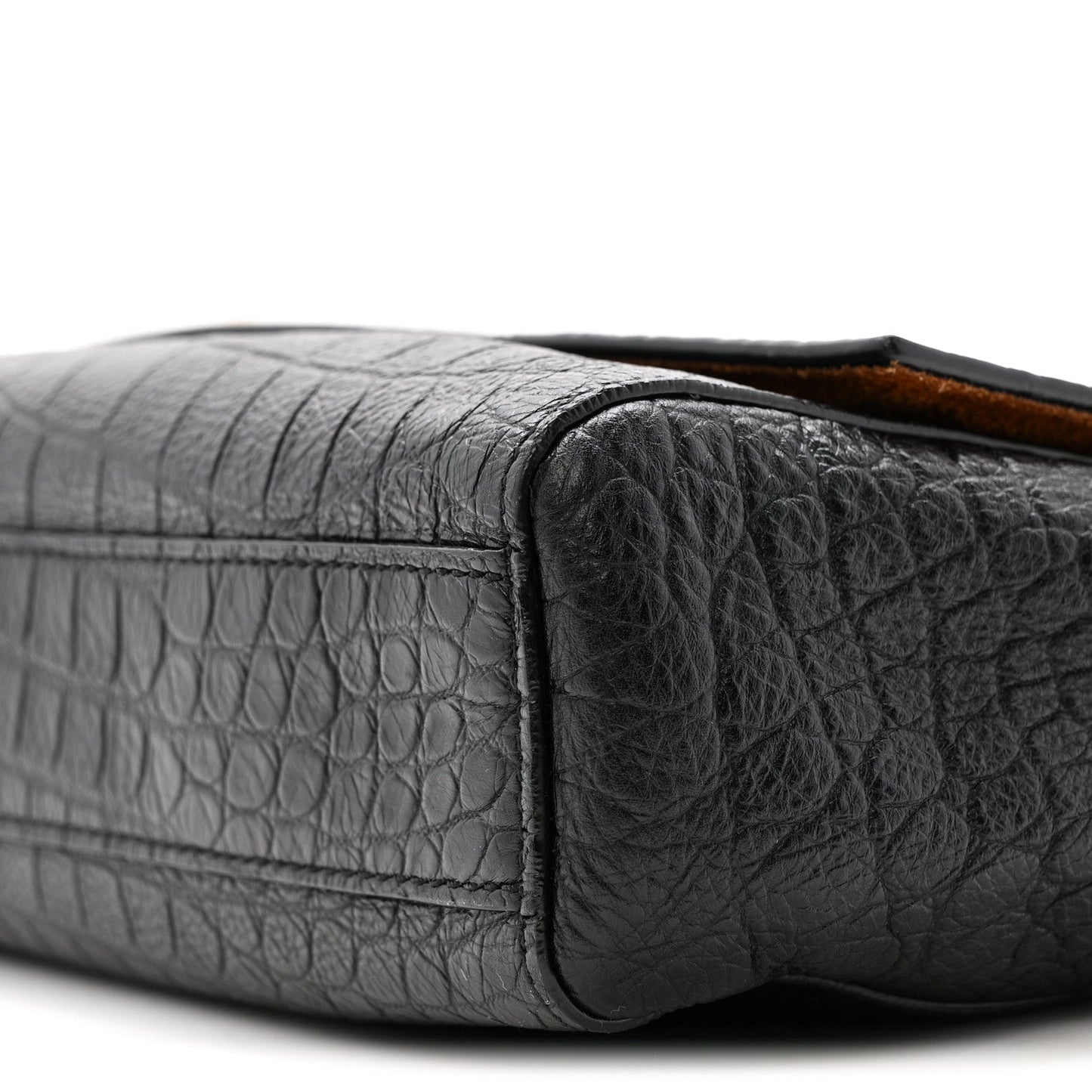 Calfskin Crocodile Embossed Suede Medium Reversible Monogram Kate Satchel Military Taupe