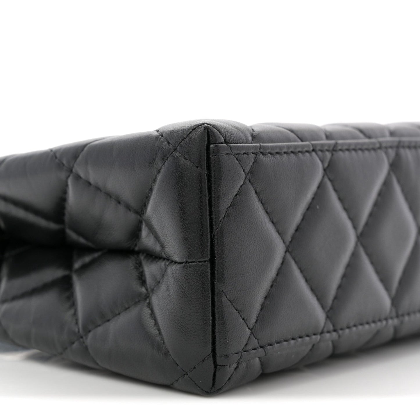Shiny Aged Calfskin Quilted Nano Kelly Shopper Black