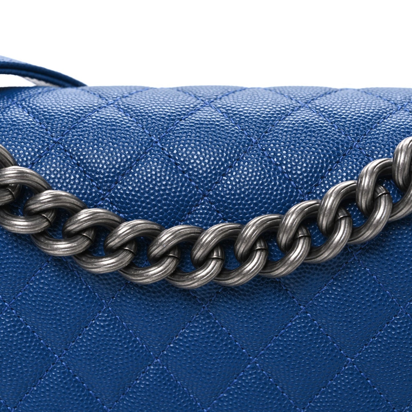 Caviar Quilted Medium Boy Flap Dark Blue