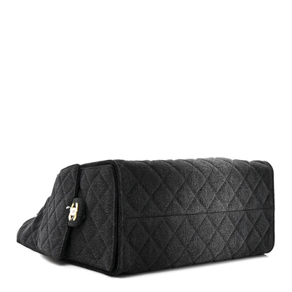 Washed Denim Quilted Medium Chanel 25 Handbag Black