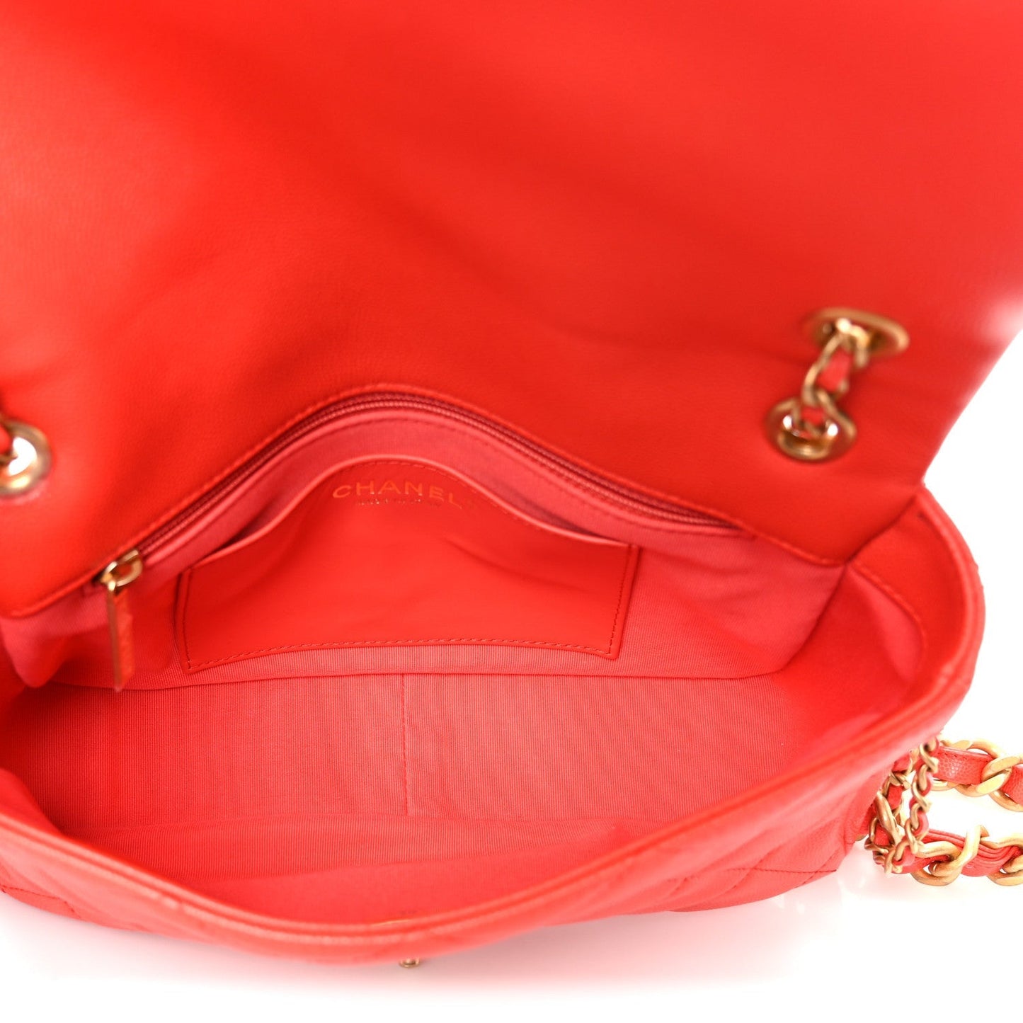 Caviar Quilted CC Melody Single Flap Orange