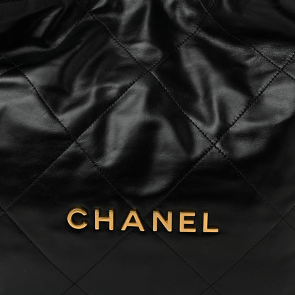 Shiny Calfskin Quilted Chanel 22 Black