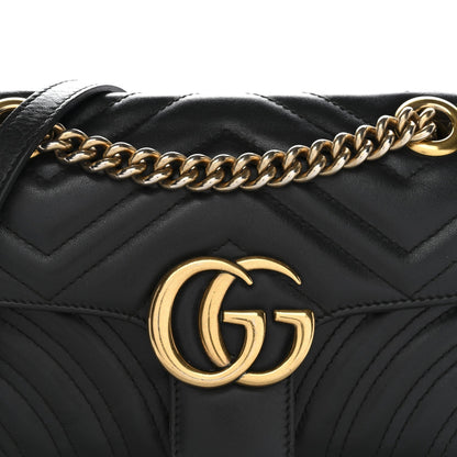 Calfskin Matelasse Mini GG Marmont Shoulder Bag Black