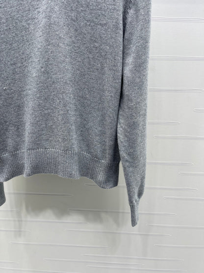 CC 26s Crew Neck Color-Blocked Faux Two-Piece Sweater Cashemere 344154
