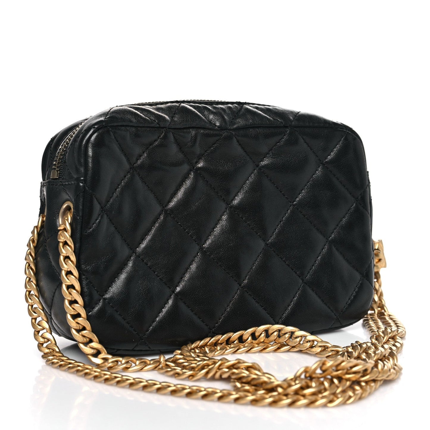 Lambskin Quilted Mini Pillow Crush Camera Case Black