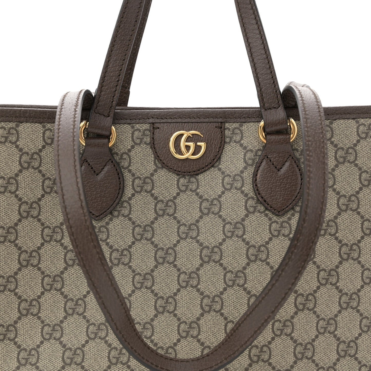 GG Supreme Monogram Textured Calfskin Small Ophidia Shoulder Tote Bag Beige Ebony New Acero