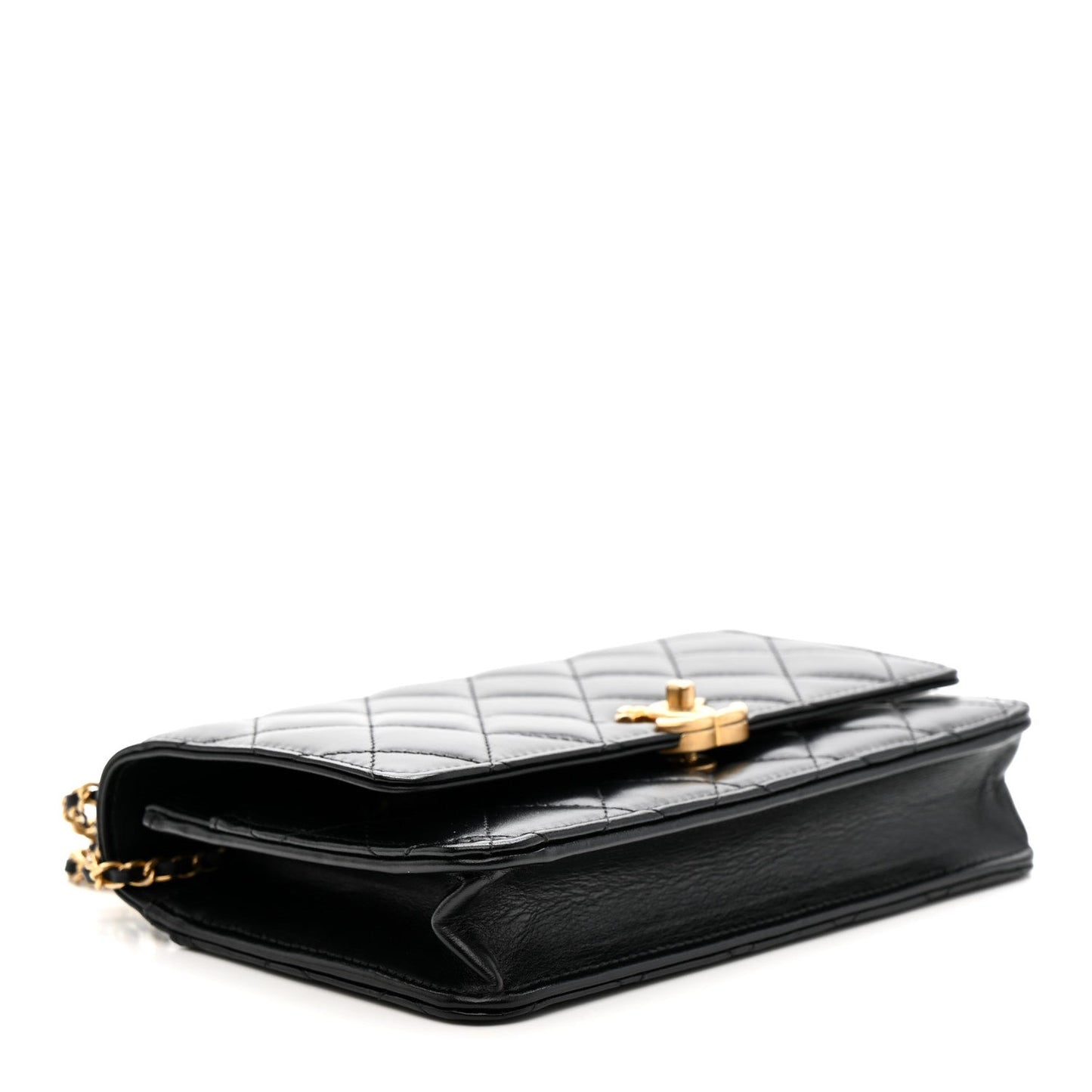 Calfskin Quilted Perfect Fit Wallet On Chain WOC Black