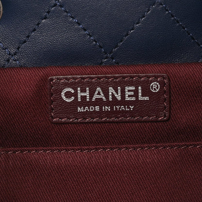 Lambskin Quilted Daily Supple Backpack Blue
