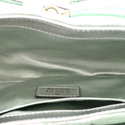 Iridescent Nappa Vertical Matelasse Medium Maxi Horsebit Chain Shoulder Bag Iridescent Salvy Green