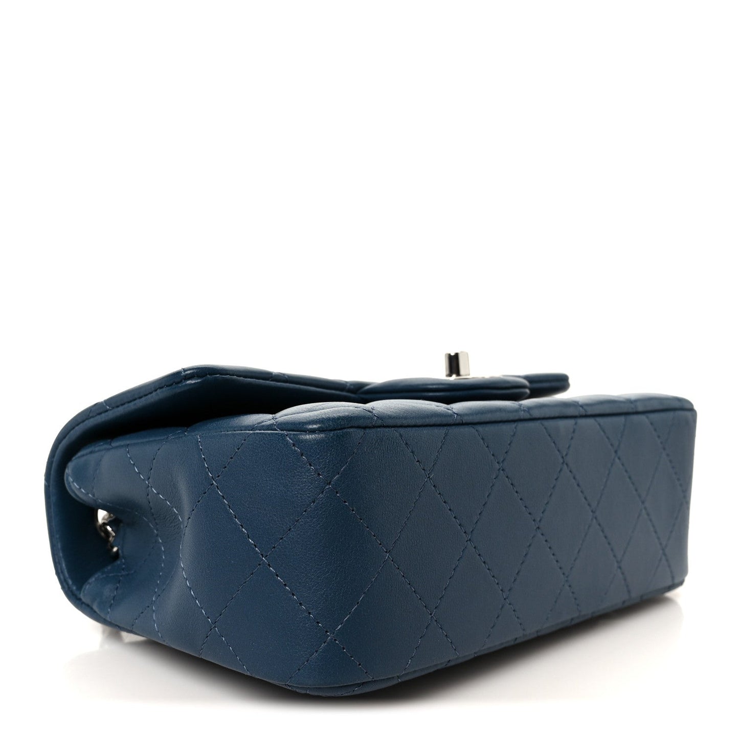 Lambskin Quilted Mini Rectangular Flap Blue