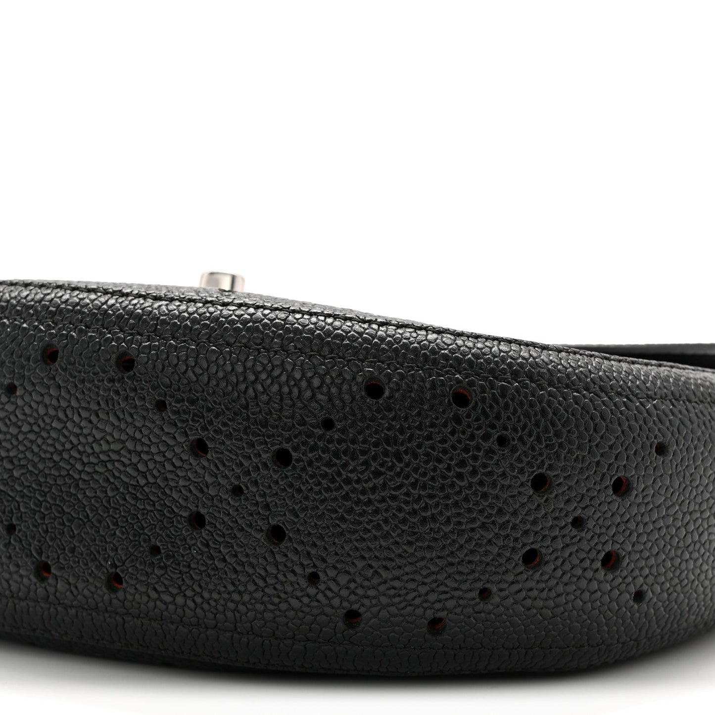 Caviar Perforated Messenger Bag Black