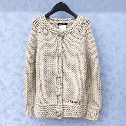 CC 2025 V-neck Cardigan Light Gray mix Purple Wool 325879