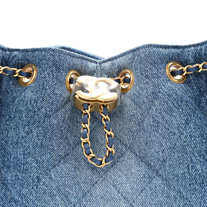 Washed Denim Quilted Mini Chanel 25 Handbag Blue