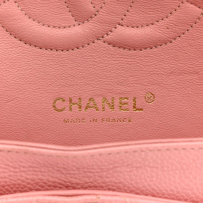 Caviar Quilted Medium Double Flap Pink