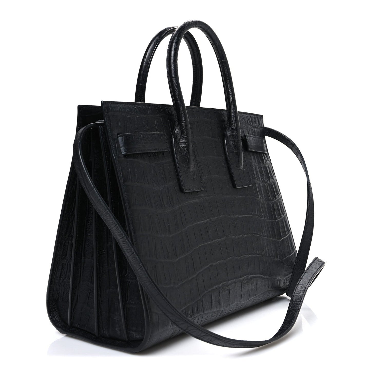 Calfskin Crocodile Embossed Small Sac de Jour Black