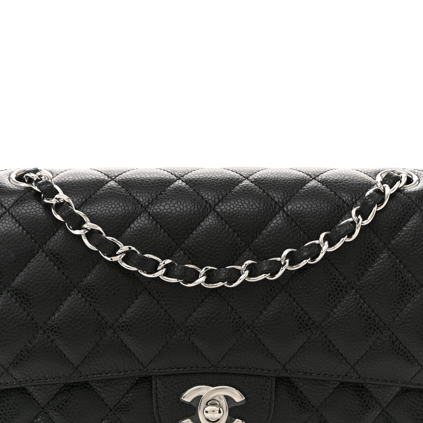 Caviar Quilted Medium Double Flap Black