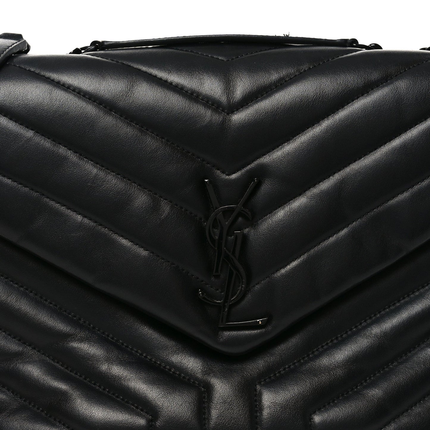 Calfskin Y Quilted Monogram Monochrome Medium Loulou Chain Satchel Black