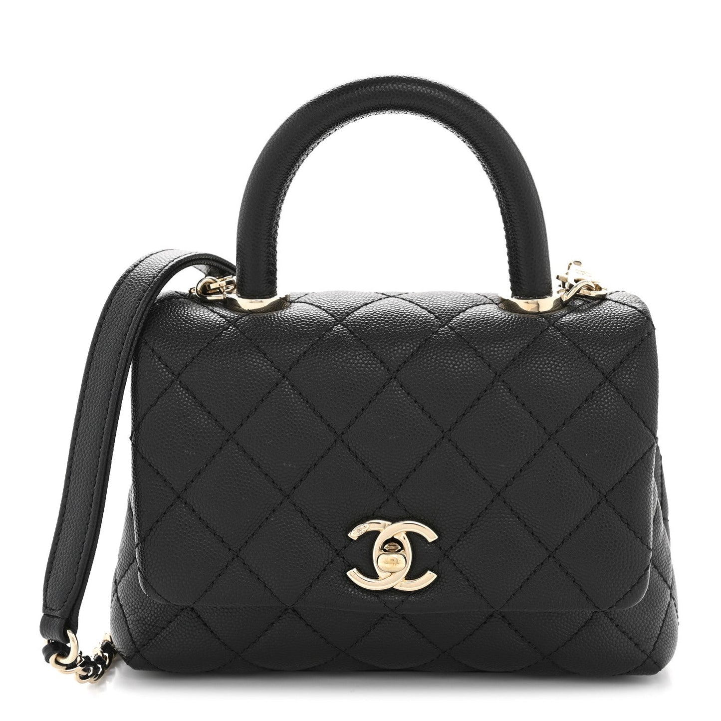 Caviar Quilted Extra Mini Coco Handle Flap Black