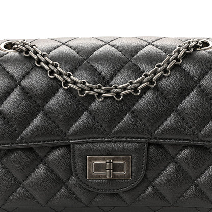 Goatskin Quilted 2.55 Reissue Mini Flap Dark Silver