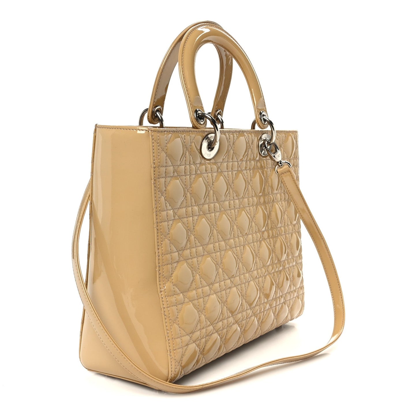 Patent Cannage Large Lady Dior Dark Beige