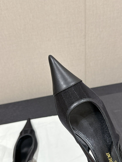 SL CHERISH SLINGBACK 45 BLACK MESH AND CALFSKIN