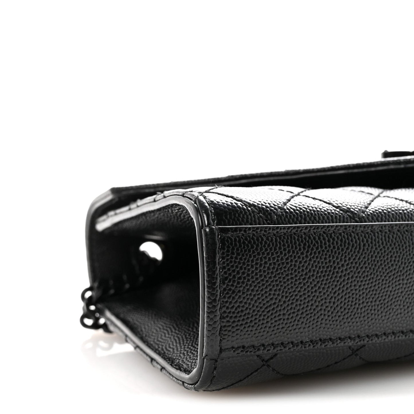 Grain De Poudre Textured Mixed Matelasse Triquilt Small Monogram Monochrome Satchel Black