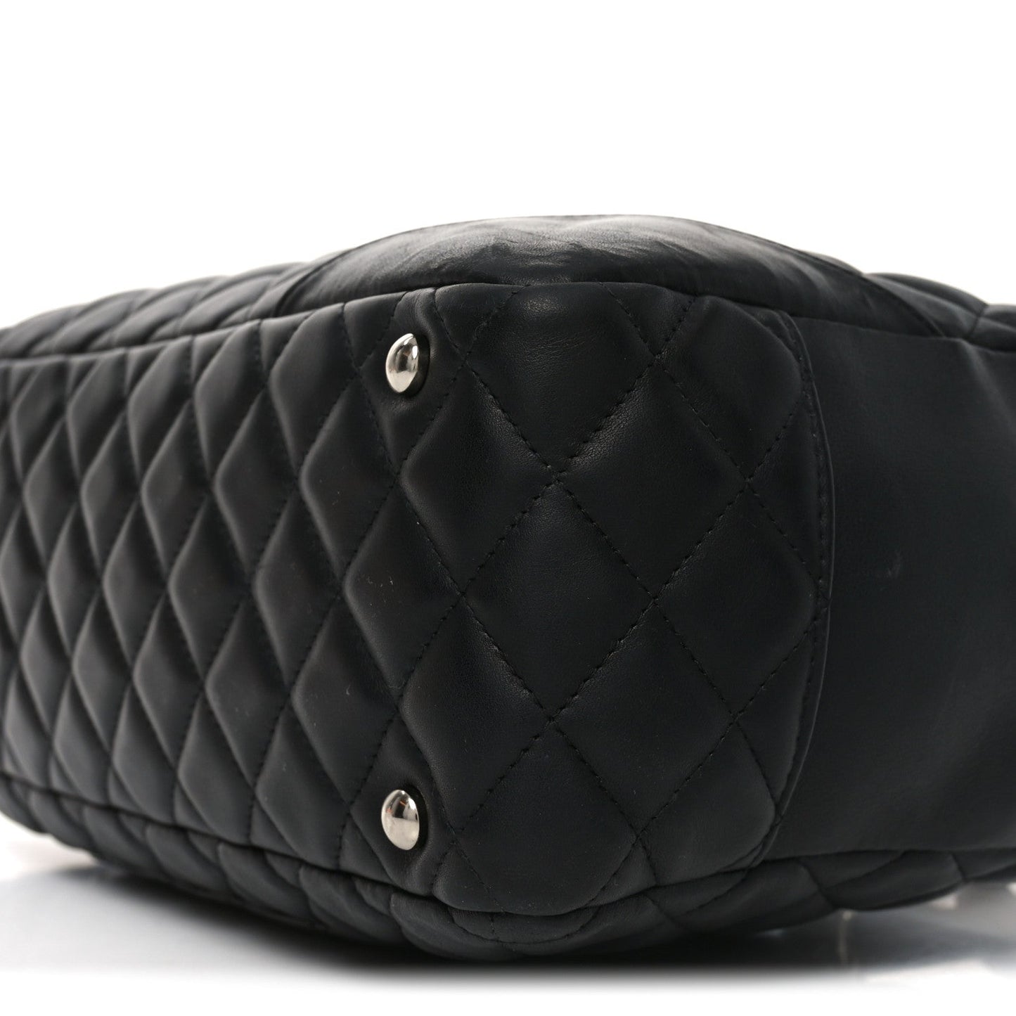 Calfskin Quilted Large Cambon Bowler Black White