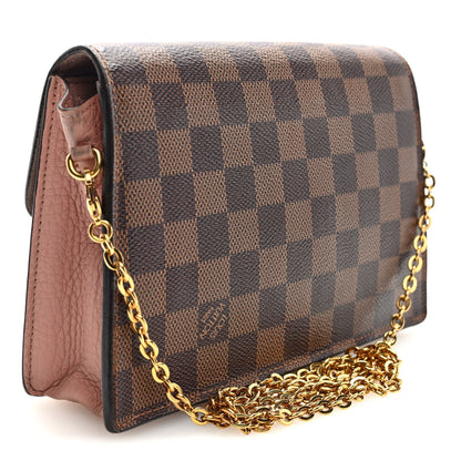 Damier Ebene Croisette Chain Wallet Magnolia