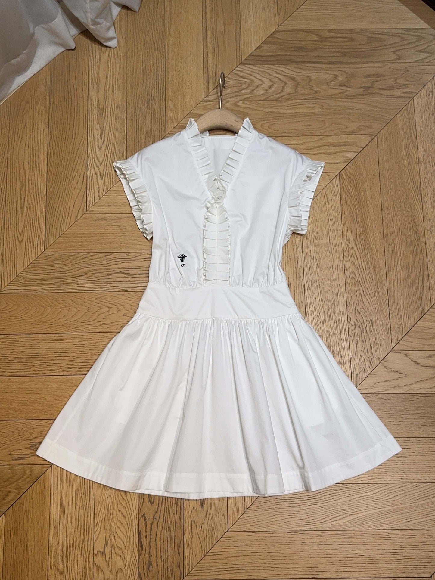 DIOR 25S SHORT PLEATED LACE SHIRT DRESS 553