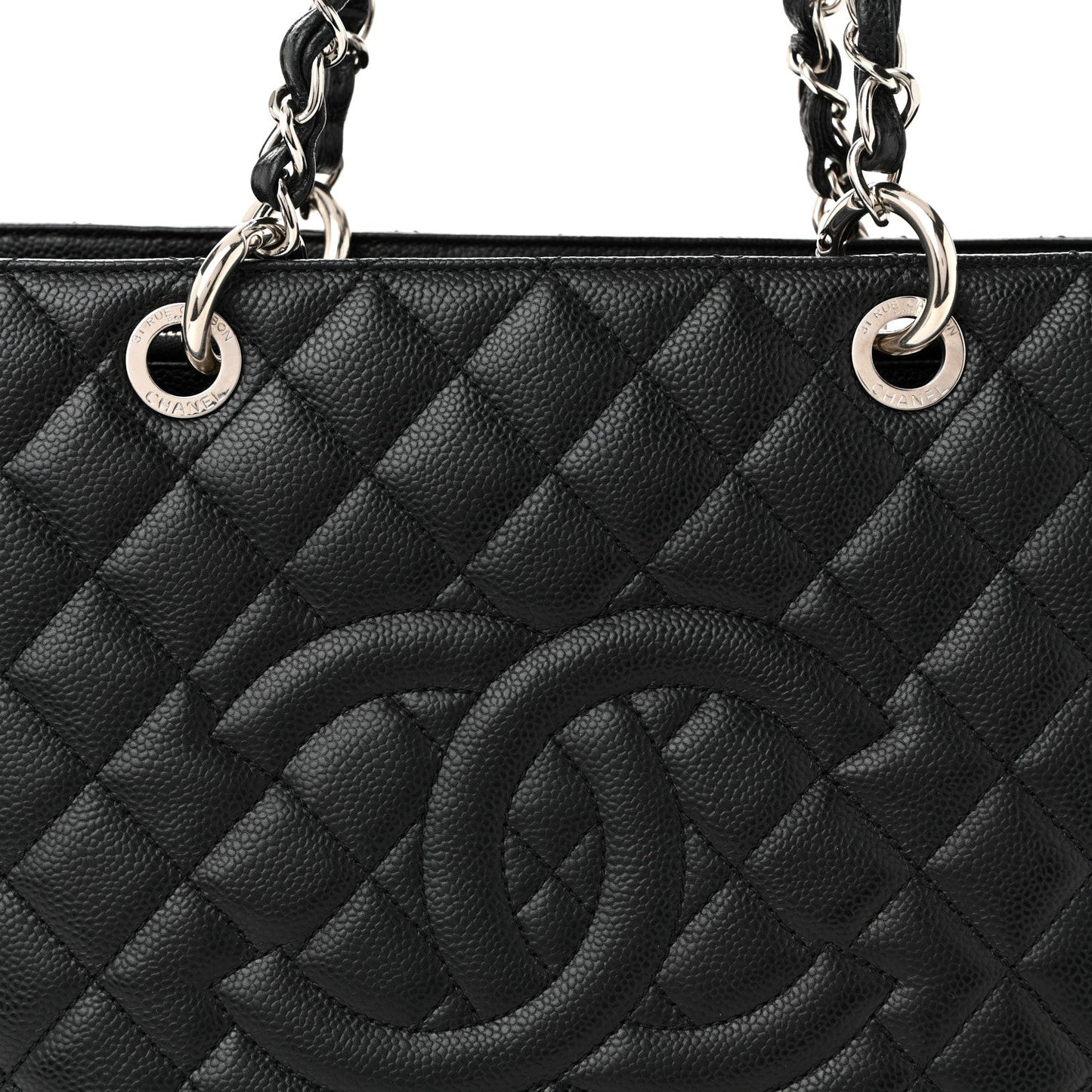 Caviar Quilted Grand Shopping Tote GST Black