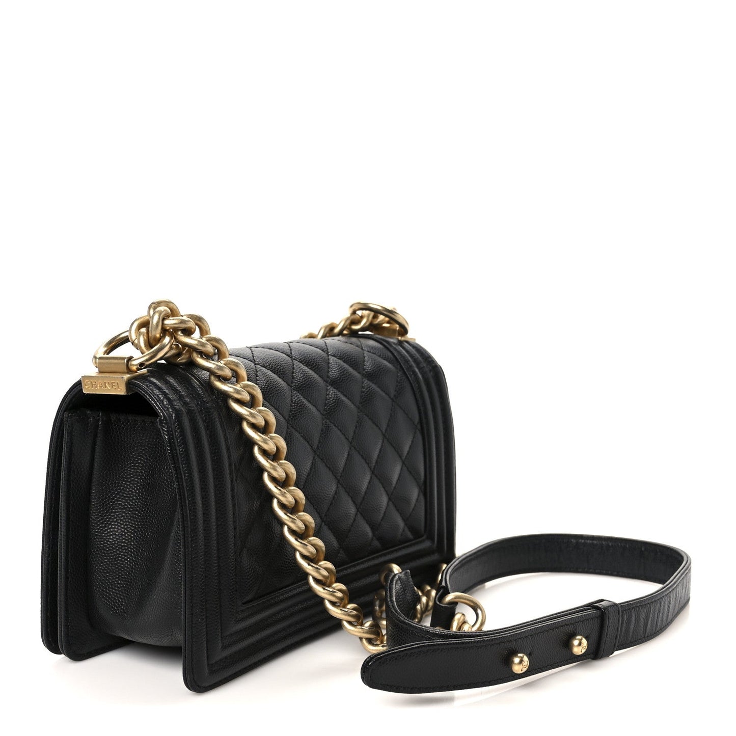 Caviar Quilted Small Boy Flap Black
