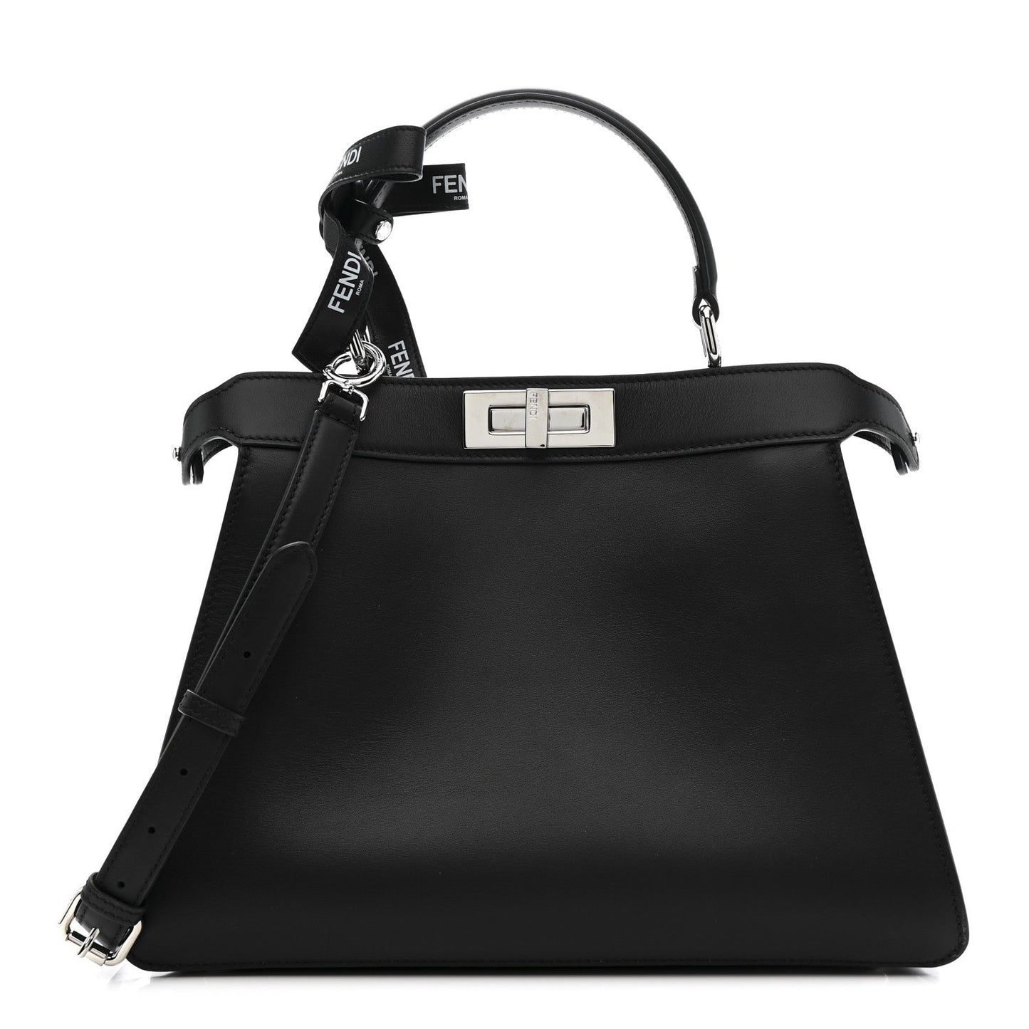 X MARC JACOBS Vitello Seta Shiny Nappa Medium Peekaboo I SEE U Satchel Black