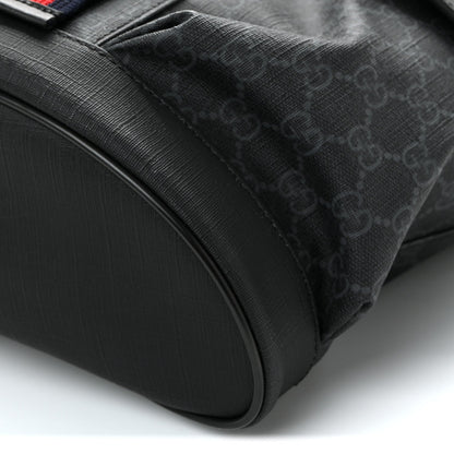 Soft GG Supreme Monogram Calfskin Web Double Buckle Backpack Black