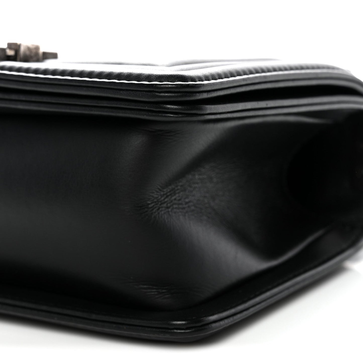 Calfskin Quilted Small Boy Flap Black