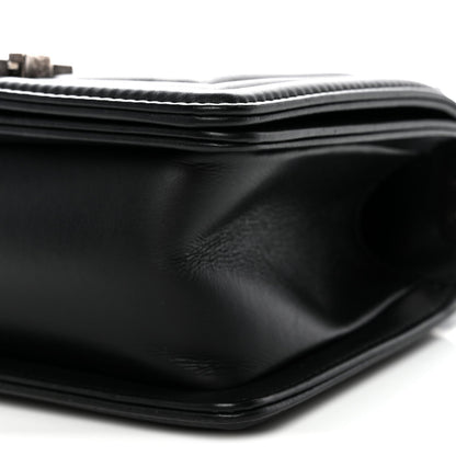 Calfskin Quilted Small Boy Flap Black