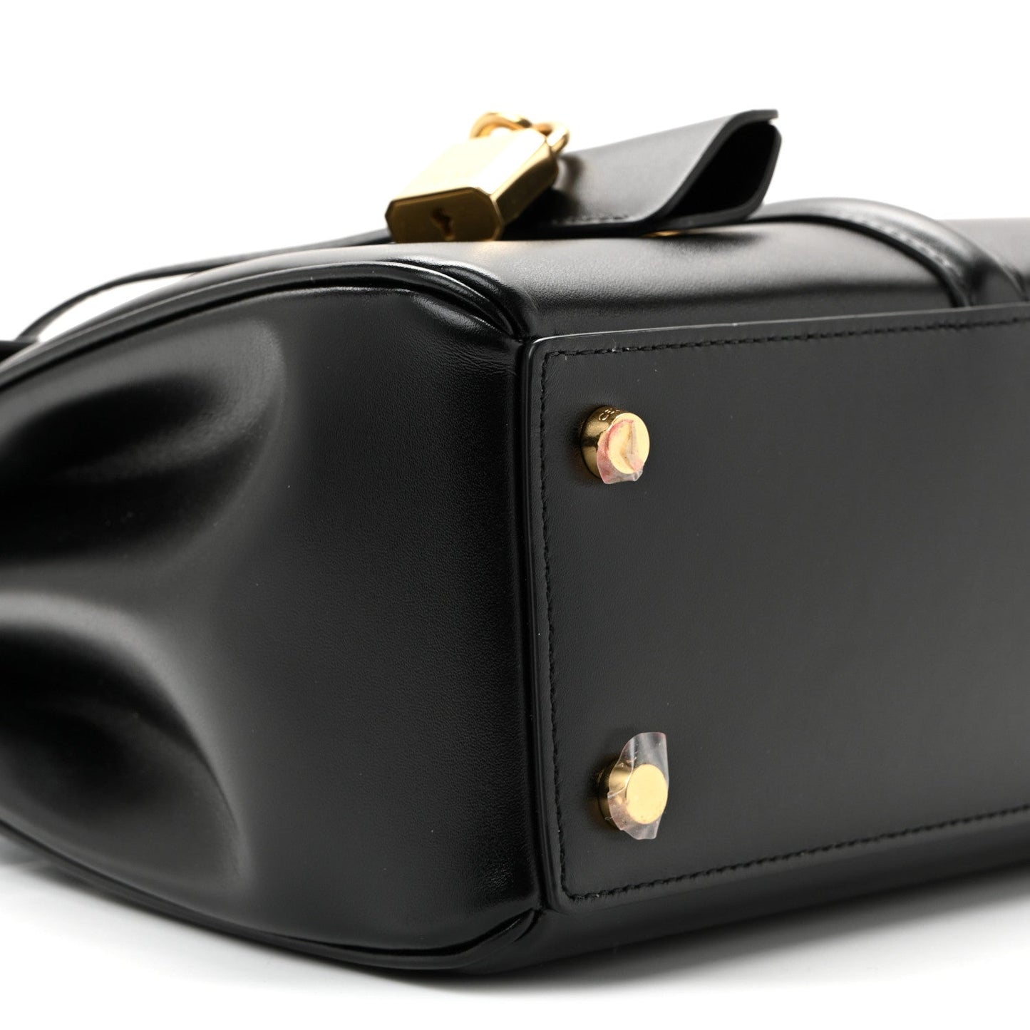 Satinated Calfskin Small 16 Top Handle Bag Black